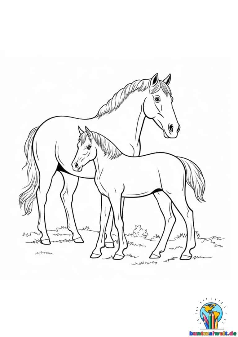Mehrere Pferde Ausmalbild 6